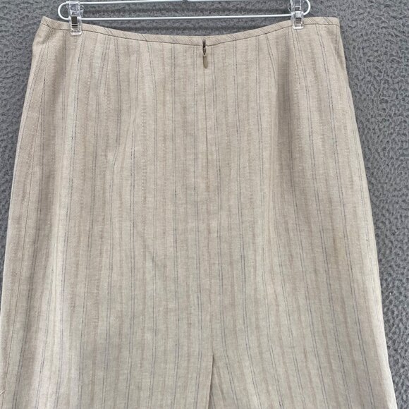 Jones Wear Skirt Womens 12 Ivory Pinstripe Linen Blend Straight Below Knee Work - Picture 4 of 11